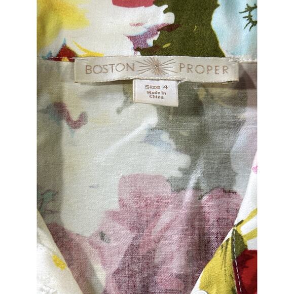 Boston Proper Floral Denim Jacket Women’s Size 4 Multicolor Cotton Stretch - Picture 7 of 12